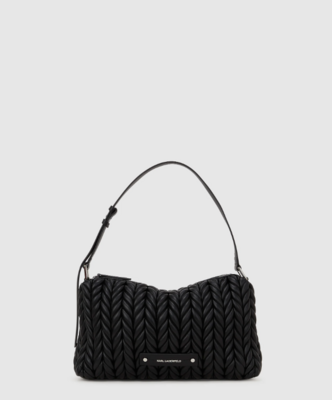 Bolso de hombro K/Weave mediano negro niquel